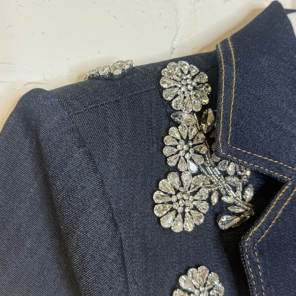 NWT Cinq à Sept Khloe Embellished Denim Jacket Blazer Size 2 - Picture 6 of 11